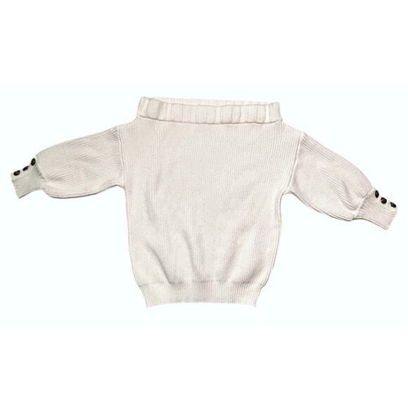 Mazik Off-the-Shoulder Gold Button Embellished Sleeve Cream Sweater Small - Picture 1 of 6